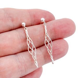 Vintage Sterling Silver 925 Twisted Wire Dangle Earrings
